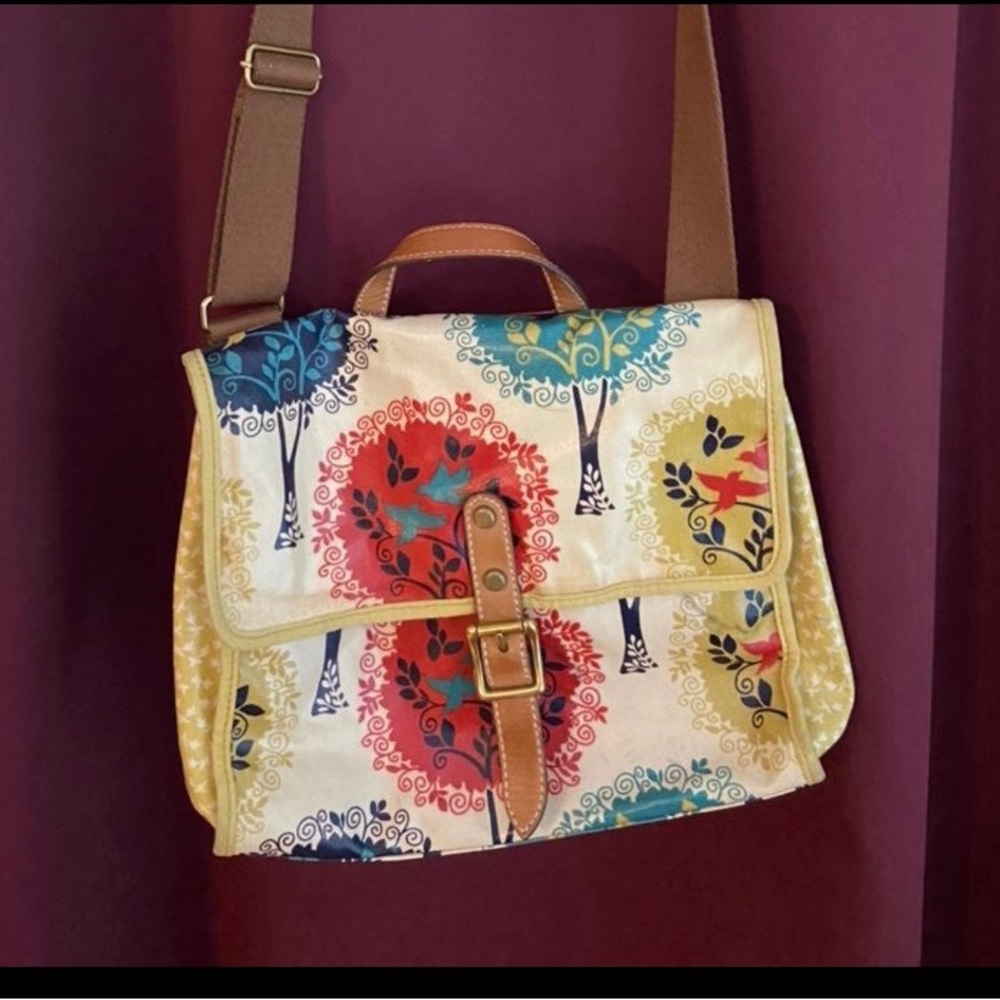 Fossil Scenic Birds and Trees Crossbody Purse